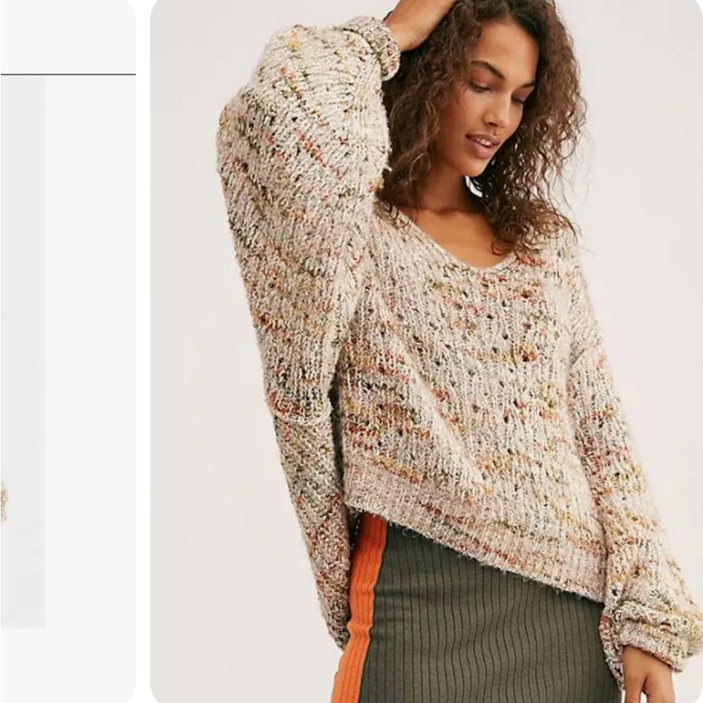 Free People Women’s Vneck Colorful Sweater